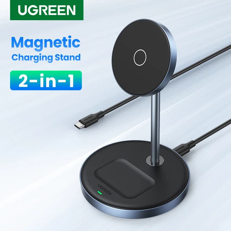 Cargador inalámbrico magnético 2-en-1 para iPhone y AirPods