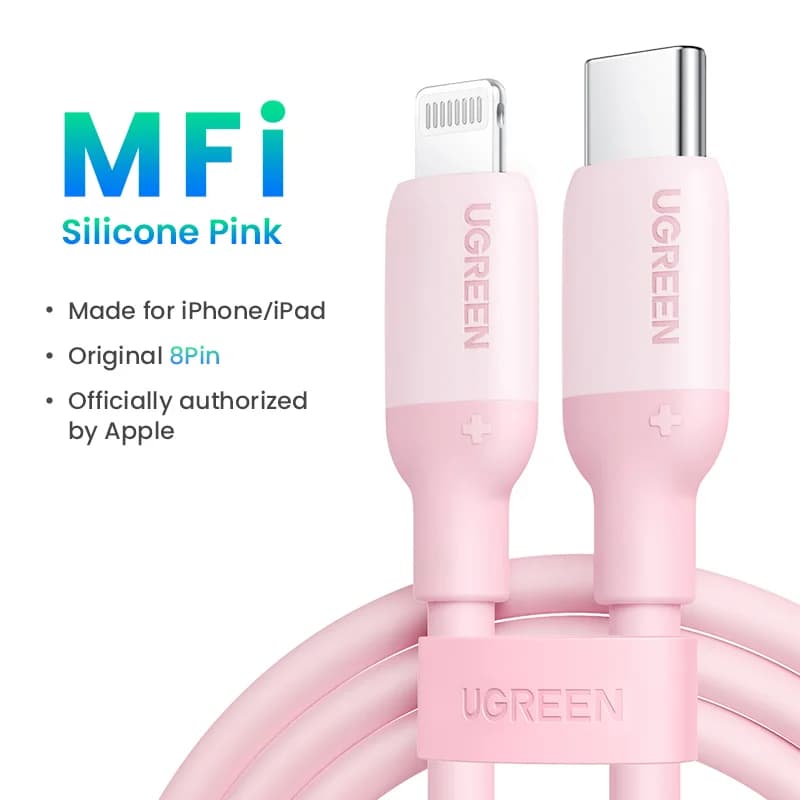 Cable de carga rápida USB-C a Lightning MFi de silicona