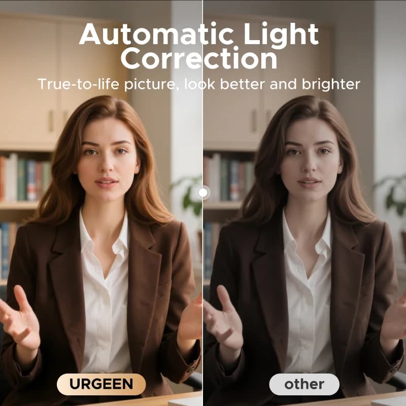Webcam 4K con micrófono y corrección automática de luz